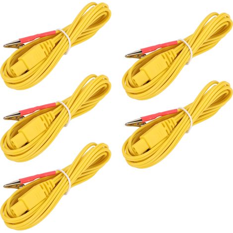 5 fils électrodes à clip jaunes, câbles de connexion professionnels pour appareil TENS, électrothérapie, physiothérapie, lot de 5 pièces (1/5)