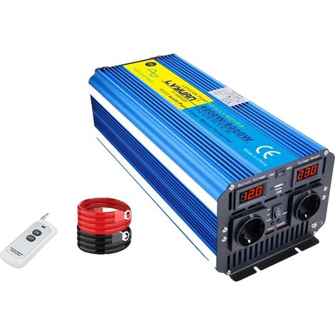 Inversor de onda sinusoidal pura, mando a distancia, 12V 230V UE (1/2)