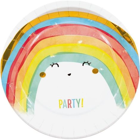 Piatti di carta Rainbow Party, 23 cm, 8 pezzi