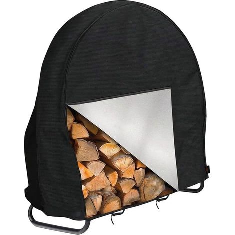 Robuste, wasserdichte Schutzhülle aus 210D Oxford-Gewebe für Brennholzregale im Außenbereich, z. B. für Garten und Terrasse, 102 x 61 x 104 cm(Schwarz) (1/5)