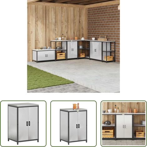 vidaXL Küchenorganisation -  Küchenaufbewahrung mit Regal Silber 60 x 50 x 92 cm Stahl (1/5)