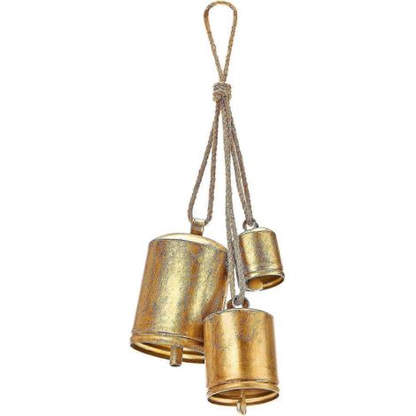Rustikale Weihnachtsglocken im Vintage-Stil, Messing, Shabby Chic, 3er-Set (Messing), 36 cm (1/5)
