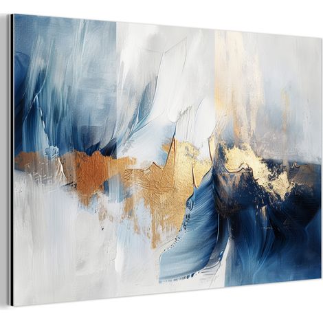 CUADRO DE METAL Oro - Azul - Acuarela - Arte - Moderno Cuadros Grande 120x80 (1/5)
