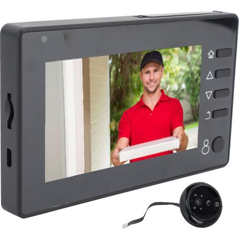 Caméra de porte avec judas 720p, écran 4,3 pouces, angle de vision large de 145°, surveillance visuelle intelligente, vision nocturne 940 nm, batterie 1800 mAh (1/5)
