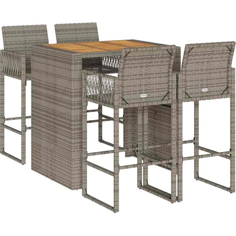 Maison Exclusive - Set Bar da Giardino 5pz senza Cuscini Nero in Polyrattan Acacia