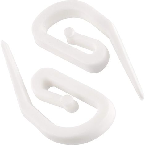Crochets de rideaux en plastique blanc - Lot de 100 (28 x 12 mm) (1/5)