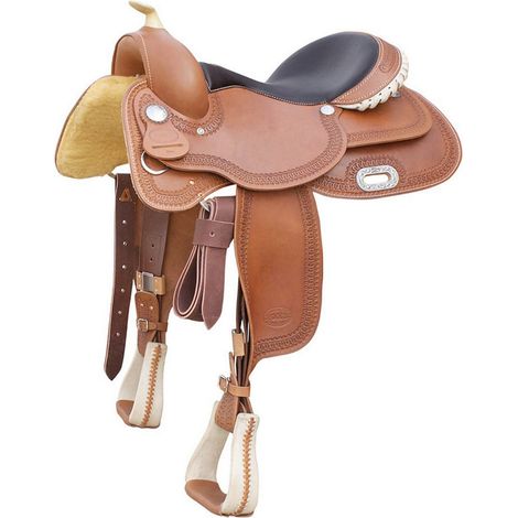 17", Cognac: Selle Western Reiner Rawhide en cuir graissé et arche de ralide