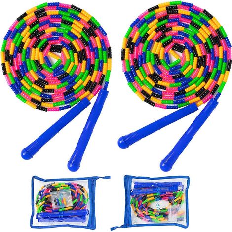 Lot 2 cordes à sauter longues 16 ft pour enfants et adultes, saut à la corde réglable (1/5)