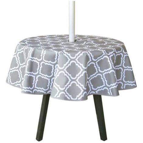 Nappe ronde d\'extérieur avec trou pour parapluie, Avec fermeture éclair, facile à enlever, nappe de jardin imperméable,150cm。 (1/4)
