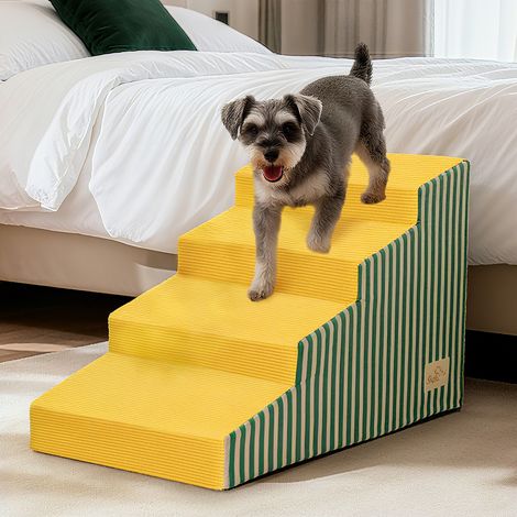 BingoPaw Lightweight High Density Foam Dog Stairs for Small Dogs Sofa Pet Cat Ramp Ladder - 4 Steps