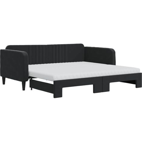 Maison Exclusive - Lit de jour avec gigogne et matelas noir 90x190 cm velours