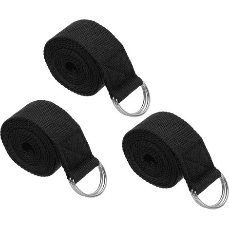 3Pcs Sangle De Yoga Pour Étirement 8 Pieds Bandes D'Étirement Noir (1/5)