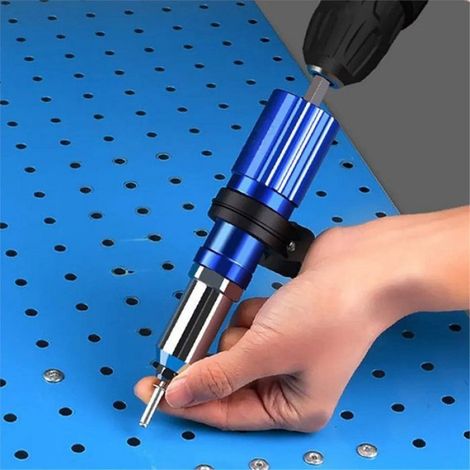 Pince à Riveter Électrique pour Rivets de 2,4 mm à 4,8 mm, Outil Électrique Sans Fil pour Insertion D'Écrous,Métal,Bleu (1/5)