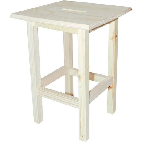 Sgabello "Alto" realizzato in legno chiaro di pino essiccato con altezza di 45 cm (1/2)