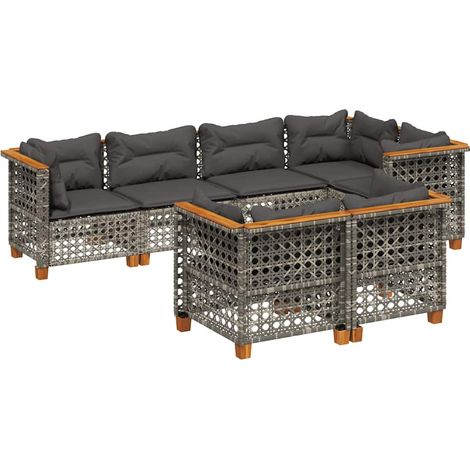 Maison Exclusive - 7-tlg. Garten-Sofagarnitur mit Kissen Grau Pol
