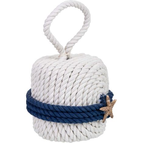 Tope de puerta de algodón con estrella blanco 14x14x23h cm