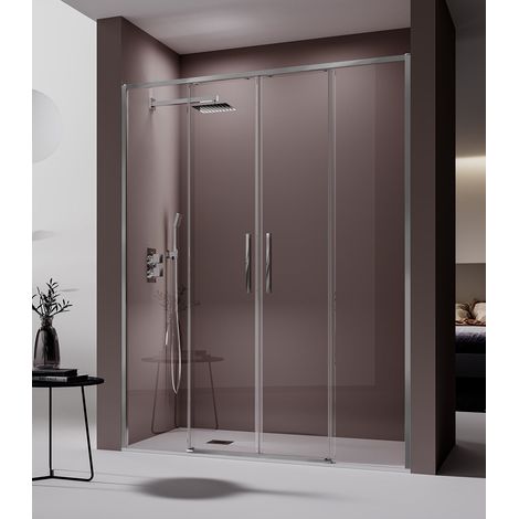 KASSANDRA DE100 DELTA Mampara Ducha 2F+2C Plata Transparente - Medida: 155-157,6 cm - ref: DE1001616S155156 (1/2)