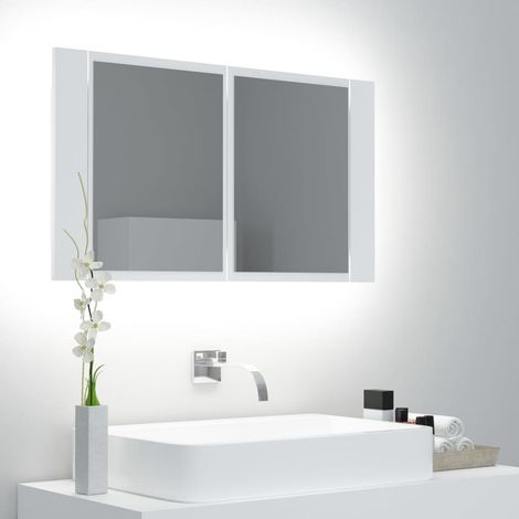 vidaXL Armadietto a Specchio con Luci LED Bianco 80x12x45 in