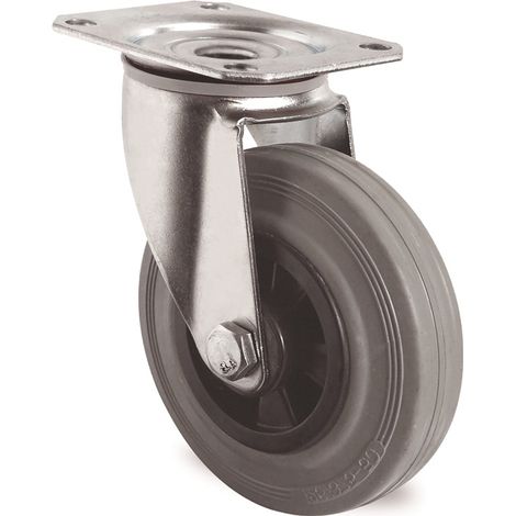 TECWERK Lenkrolle D.100mm Trgf.75kg m.Platte PP VG grau TECWERK
