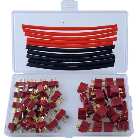 25 Paar T-Stecker-Anschlüsse, männliche und weibliche Anschlüsse im Deans-Stil mit 1 m einziehbarem Schlauch für RC-ESC-Batterie (1/5)