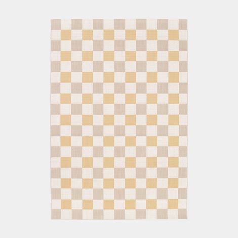 Tapis motif damier en matière recyclée - Andy - Beige et ocre - 160 x 230 cm (1/5)