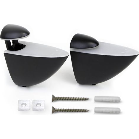 Emuca Satz Pelicano Regalträger-Set aus Holz oder Glas, Kunststoff und Zamak, Schwarz lackiert (1/5)