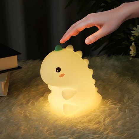 Veilleuse LED rechargeable pour chambres d'enfants - Lampe dinosaure en silicone souple (1/5)