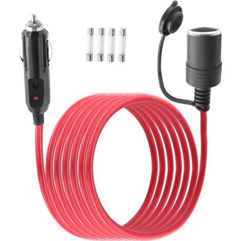Extension Cable for Cigarette Lighter Socket 12 V/24 V, Male to Female Cigarette Lighter Extension Cable with 15 A Fuse, for Tyre Pump, Air Compressor Refrigerator Coffee Maker (6FT) (1/5)