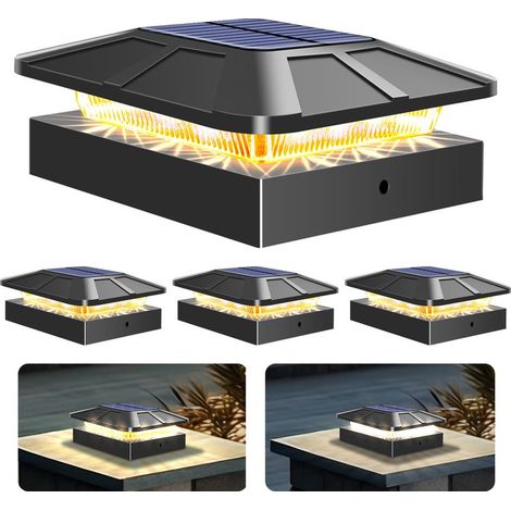 Online Store – Lampe solaire extérieure pour poteau – Étanche IP65 – 3 couleurs de lumière – Dimensions 120x120x50mm – Installation sur poteaux en bois et métal (1/5)