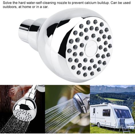 American-sized hand-grip shower head with top jet, chrome finish, water-saving design. (1/5)