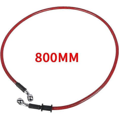 Durite de frein/d'embrayage renforcée en acier tressé pour moto, 500-900 mm, raccord banjo 28°, compatible Racing Mx - rouge 800 mm (1/5)