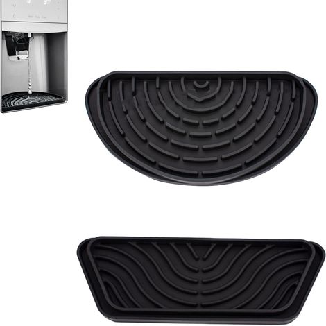 2 tapis récupérateurs d'eau pour bac à eau de réfrigérateur, en silicone, dimensions rectangulaires et semi-circulaires, anti-débordement (1/5)