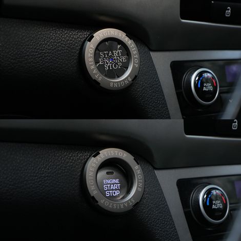 Cache-bouton de démarrage/arrêt moteur anti-rayures, design rotatif, universel, finition titane noir.