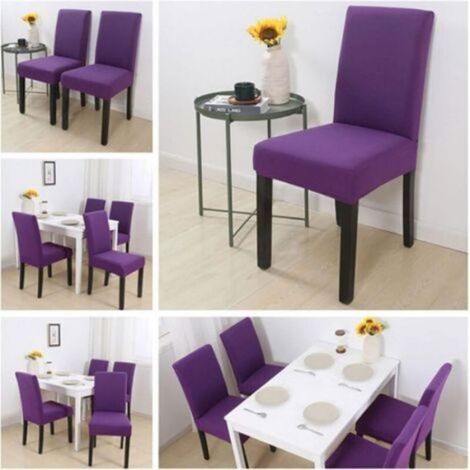 Housse Chaise - Spandex Extensible - Pour Chaises Banquet Hauteur Dossier 45-65 cm - Rouge - Lot de 6 (1/5)