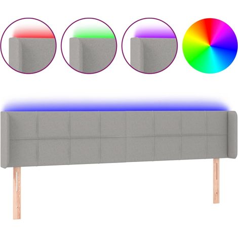 Maison Exclusive - Cabecero con LED de tela gris claro 203x16x78/ (1/5)