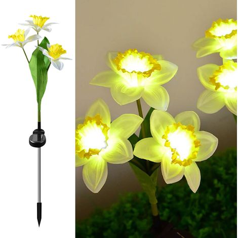 Lampes Solaire Narcisse - 3 Têtes LED Étanches IP65 - Pour Jardin Cour Terrasse Allée Cimetière - Hauteur 70 cm - 1 Pièce (1/5)