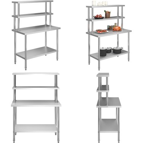 Table de travail de cuisine avec étagère 120x60x150 cm Inox - table de travail -  tables de travail - Home & Living