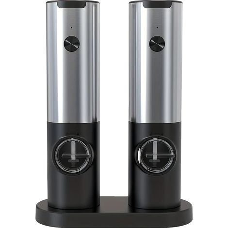 Salz- und Pfeffermühle, automatische Mahlung, USB wiederaufladbar, schwarz (1/2)