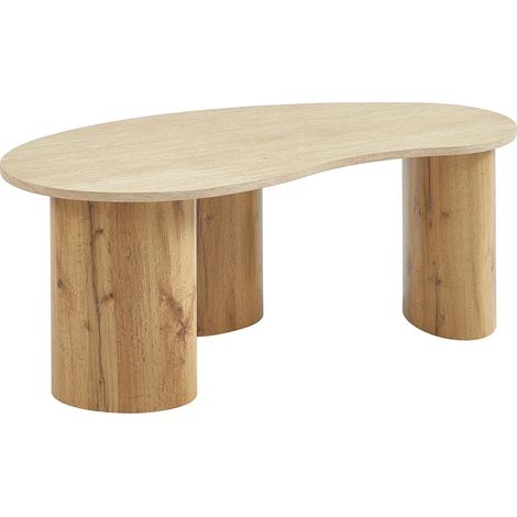 Vente-Unique – Table basse fixe en MDF effet travertin beige – Dimensions 120x60x45 cm – Charge max 50 kg – À monter soi-même (1/5)