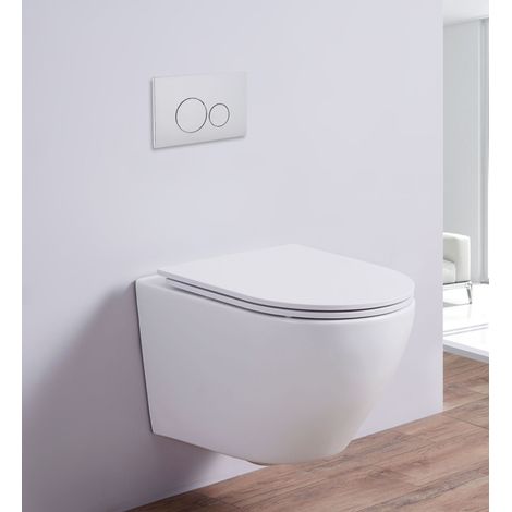 Spülrandloses Wand-WC inkl. Soft-Close Sitz WHR-6071 (matt-weiß)
