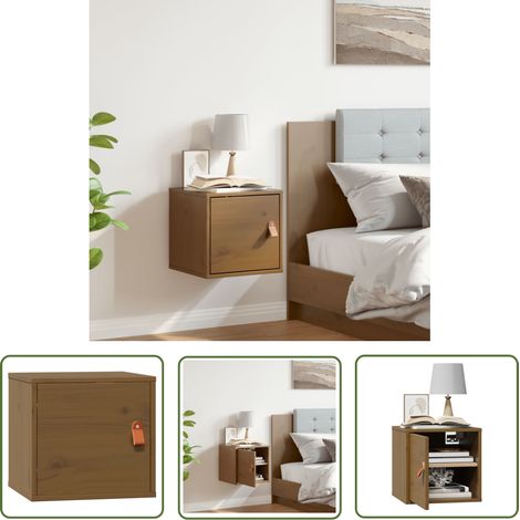 The Living Store Armoire murale Marron miel 31,5x30x30 cm Bois de pin massif - Meuble Mural - Armoire Murale - Rangement Mural - Étagère Murale - Bibliothèque Murale (1/5)