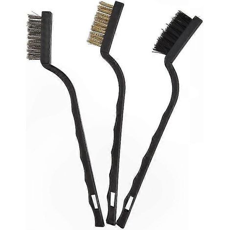 Set aus 3 Metallbürsten aus Edelstahl, Messing und Nylon zur Rostentfernung und Reinigung von Schweißschlacke. (1/5)