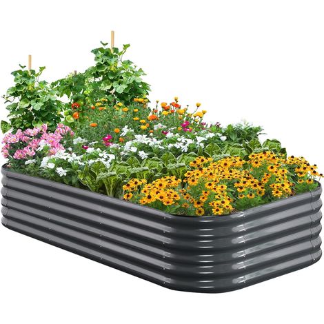 Quictent Kit carré potager surélevé galvanisé, 240x120x45cm