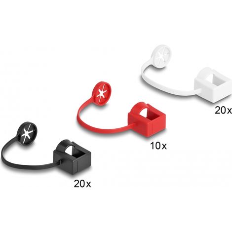 Delock Cubierta antipolvo para macho RJ45 con clip de montaje Juego de 50 piezas de color