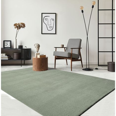Tapis Moderne Moelleux à Poils Courts, antidérapant, Lavable Jusqu’à 30°C, Super Doux, Aspect Fourrure, pour Salon et Chambre, décoratif, Vert, 60 x 110 cm (1/5)