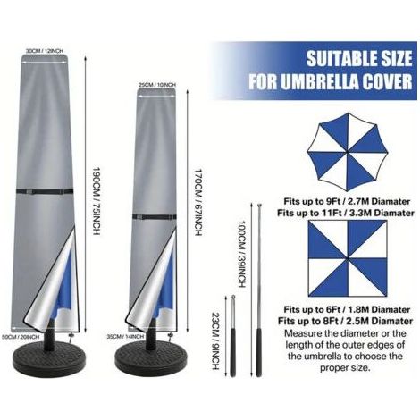 Housse Parasol Déporté, Housse de Protection pour Paraso avec Perche, Imperméable, Anti-UV, Coupe-Vent, Housse de Parasol de Jardin Extérieur Beige 190X50/50 cm (1/5)