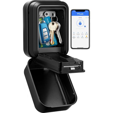 LEDANDER Coffre à clés électroniques, cadenas, boîtier de rangement pour télécommande, déverrouillage par application Bluetooth intelligente (1/5)