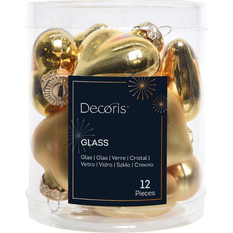 Box 12 Cuori in Vetro Dimensione 4 cm Colore Oro (1/2)