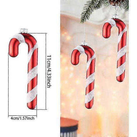 1 boule de Noël suspendue, rouge et blanche, en forme de canne à sucre, pour décoration de sapin de Noël, fête à la maison, Noël et Nouvel An. (1/5)