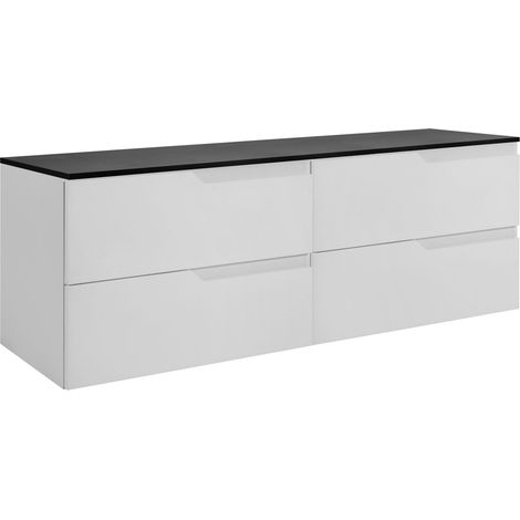 Waschtischunterschrank - 120 cm - Weiß und Schwarz - Modernes Design - 4 geräumige Schubladen (1/5)